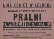 [Afisz. Inc.:] Liga Kobiet w Lęborku zawiadamia [...]