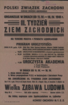 [Afisz. Inc.:] III. Tydzień Ziem Zachodnich