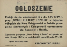 [Afisz] Ogłoszenie : [kurs księgowości]