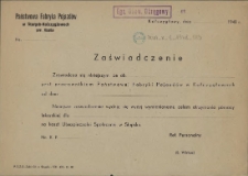 Zaświadczenie : [Państwowa Fabryka Pojazdów]