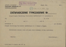 Zaświadczenie tymczasowe nr : [Związek Zawodowy Pracowników Spółdzielczych R.P.]