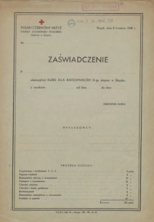 Zaświadczenie : [Polski Czerwony Krzyż]