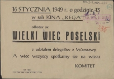 [Druk ulotny. Inc.:] Wielki Wiec Poselski