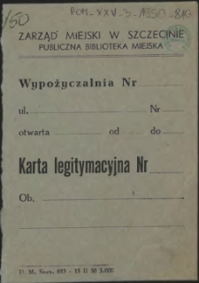 Karta legitymacyjna Nr
