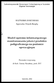 Model systemu informatycznego monitorowania jakości produktu poligraficznego na poziomie operacyjnym