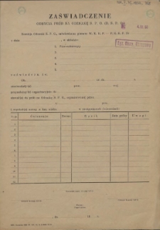 Zaświadczenie odbycia prób na odznakę S. P. O.