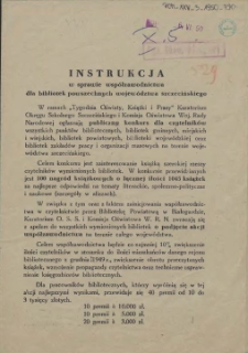 Instrukcja w sprawie współzawodnictwa dla bibliotek powszechnych województwa szczecińskiego