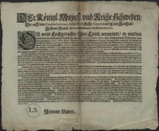 Der K&ouml;nigl. Mayest. und Reiche Schweden, Wie auch dero Confoederirten, respective Raht, General und FeldtMarschall, Johann Baner [...] Ob wohl Hochgedachte Ihre Excell. vermeinet, es wurden durch dero eine Zeit her sehr vielf&auml;ltige und offt repetirte poenalmandata, dero Unterhabende Soldatesca, von ihren grawsahmen excessen, Raub, Mord, Pl&uuml;nderung, Brand, Sch&auml;ndung der Frawen und Jungfrawen [...] devastirung der Kirchen und Gottes H&auml;user [...] und anderen barbarischen crudeliteten abgeschrecket worden seyn, die Herren [...] Officirer auch dermassen dar&uuml;ber gehalten [...] Geschehen zu Alten Stettin am 19. Julij Anno 1637