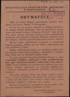 Obywatele : [Walne Zgromadzenie Członków Spółdzielni Spożywców "Pionier" w Nowogardzie