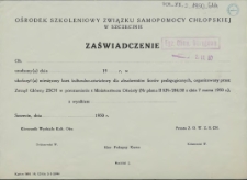 Zaświadczenie [kurs kulturalno-oświatowy dla absolwentów liceów pedagogicznych]