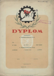 Dyplom uczestnictwa w Współzawodnictwie Pracy