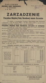 [Afisz] Zarządzenie Prezydium Miejskiej Rady Narodowej miasta Szczecina