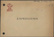 Zaproszenie [Inc.:] Okręgowa Rada Zw. Zawodowych w Szczecinie zaprasza Tow. [...] na Wielką Zabawę Sylwestrową dla Przodowników Pracy