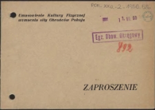 Zaproszenie [Inc.:] Wojewódzki Komitet Kultury Fizycznej w Szczecinie ma zaszczyt zaprosić [...] na Święto Kultury Fizycznej [...]