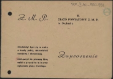 Zaproszenie [Inc.:] [...] II-gi Zjazd Powiatowy ZMP [...]
