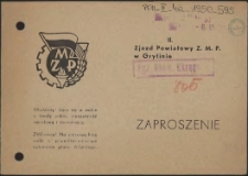 Zaproszenie [Inc.:] [...] II-gi Zjazd Powiatowy ZMP [...]