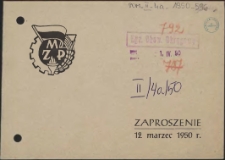 Zaproszenie [Inc.:] [...] Zarząd Miejski Związku Młodzieży Polskiej w Szczecinie organizuje Miejską Naradę Aktywu Szkolnego [...]