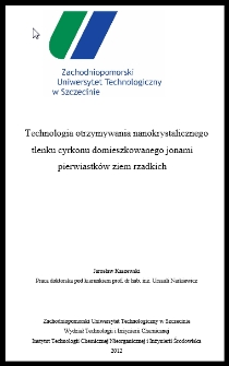 Technologia otrzymywania nanokrystalicznego tlenku cyrkonu domieszkowanego jonami pierwiastków ziem rzadkich