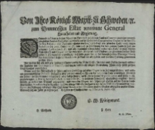 Von Ihro Königl. Maytt. zu Schweden, [et]c. zum Pommerschen Estat verordnete General Staathalter und Regierung : Demnach auf dem in diesem Monat zu Stralsund gehaltenen Landes-Convent zu einigen unumbgänglichen Landes-Aussgaben [...] zuforderst von jedweder Hufe, nach jetziger Reduction der 5000. Hufen [...] : [Dat.] Gebeben zu Stralsund den 24. Februarij, Anno 1682