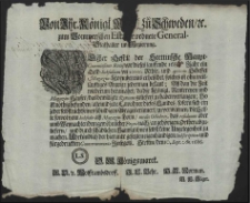 Von Ihr. Königl. Maytt. zu Schweden, [et]c. zum Pommerschen Estat verordnete General-Stathalter und Regierung : Welcher Gestalt der Stettinsche Haupt-Commissions Recess vor dieses lauffende 1684[!] Jahr ein Geld-Subsidium von 10000 Rthlr. und 40000. Scheffel Magazin-Korn abereins erheischet [...] Stettin, den 10. Sept. An. 1686