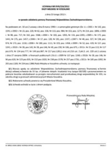 Uchwała Rady Miejskiej w Koszalinie nr XVIII/224/2012