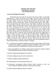 Uchwała Rady Miejskiej w Koszalinie nr XVIII/225/2012