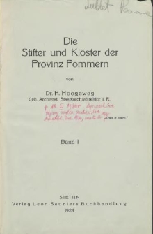 Die Stifter und Klöster der Provinz Pommern. Bd. 1