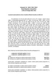 Uchwała Rady Miejskiej w Koszalinie nr XVIII/230/2012