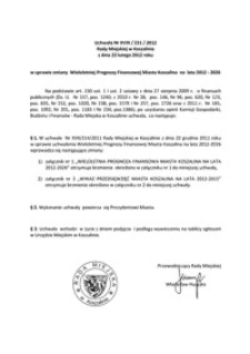 Uchwała Rady Miejskiej w Koszalinie nr XVIII/231/2012