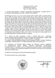 Uchwała Rady Miejskiej w Koszalinie nr XVIII/233/2012