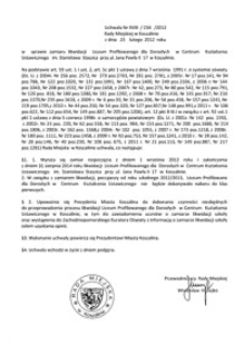 Uchwała Rady Miejskiej w Koszalinie nr XVIII/234/2012