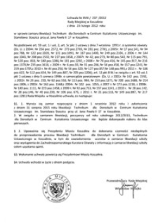 Uchwała Rady Miejskiej w Koszalinie nr XVIII/237/2012