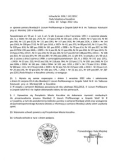 Uchwała Rady Miejskiej w Koszalinie nr XVIII/242/2012
