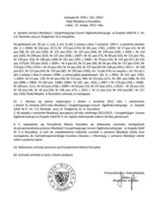 Uchwała Rady Miejskiej w Koszalinie nr XVIII/243/2012