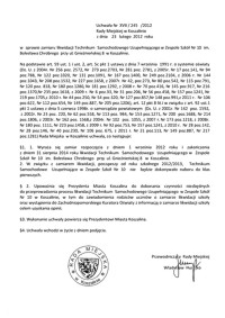 Uchwała Rady Miejskiej w Koszalinie nr XVIII/245/2012