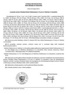 Uchwała Rady Miejskiej w Koszalinie nr XVIII/247/2012