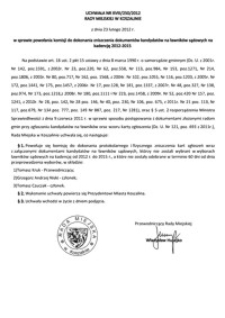 Uchwała Rady Miejskiej w Koszalinie nr XVIII/250/2012