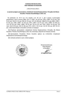 Uchwała Rady Miejskiej w Koszalinie nr XIX/251/2012