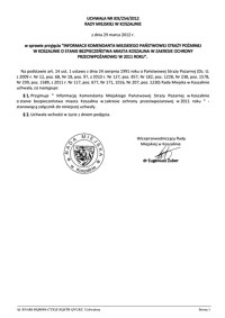 Uchwała Rady Miejskiej w Koszalinie nr XIX/254/2012