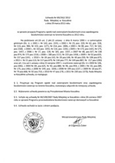 Uchwała Rady Miejskiej w Koszalinie nr XIX/262/2012