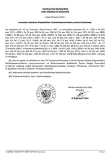 Uchwała Rady Miejskiej w Koszalinie nr XIX/263/2012