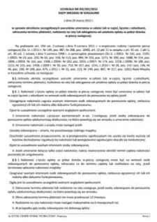 Uchwała Rady Miejskiej w Koszalinie nr XIX/265/2012