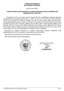 Uchwała Rady Miejskiej w Koszalinie nr XIX/269/2012