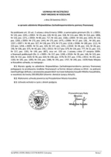 Uchwała Rady Miejskiej w Koszalinie nr XX/270/2012