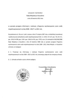 Uchwała Rady Miejskiej w Koszalinie nr XX/276/2012