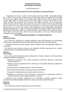 Uchwała Rady Miejskiej w Koszalinie nr XX/277/2012