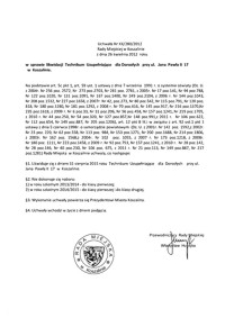 Uchwała Rady Miejskiej w Koszalinie nr XX/280/2012