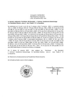 Uchwała Rady Miejskiej w Koszalinie nr XX/281/2012