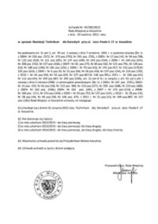 Uchwała Rady Miejskiej w Koszalinie nr XX/282/2012