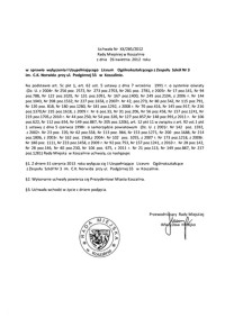 Uchwała Rady Miejskiej w Koszalinie nr XX/285/2012